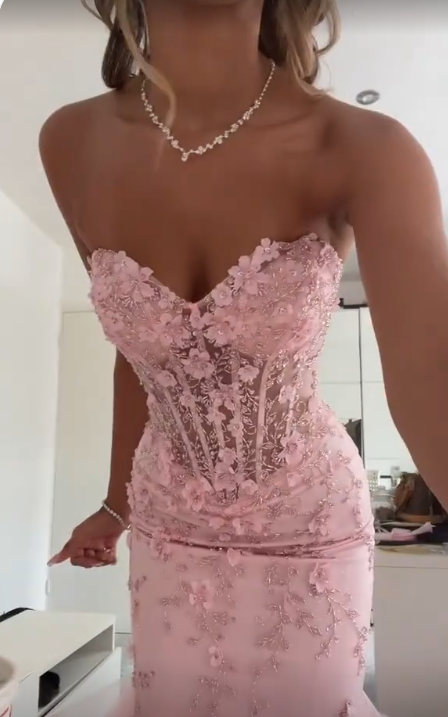 Mermaid Pink Tulle Long Prom Dress, Evening Formal Dress fg7253