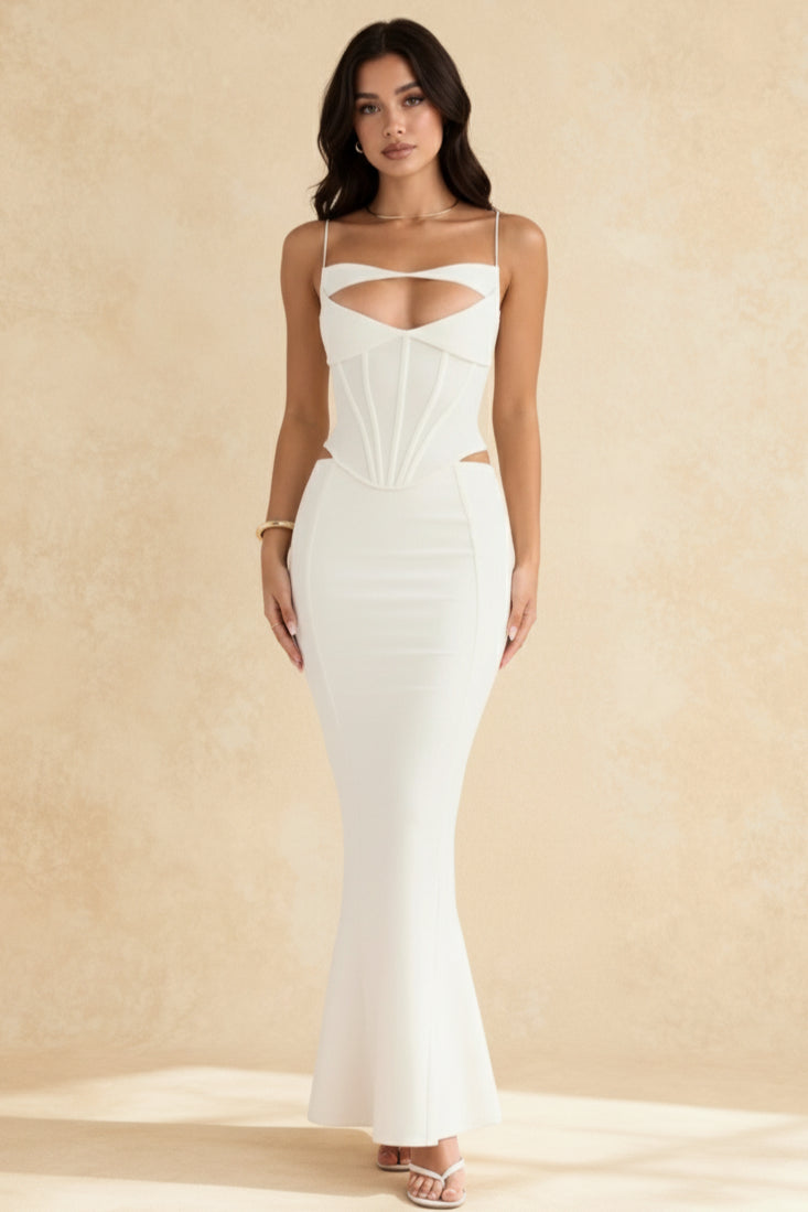 Paloma Ivory Stylish Corset Maxi Dress
