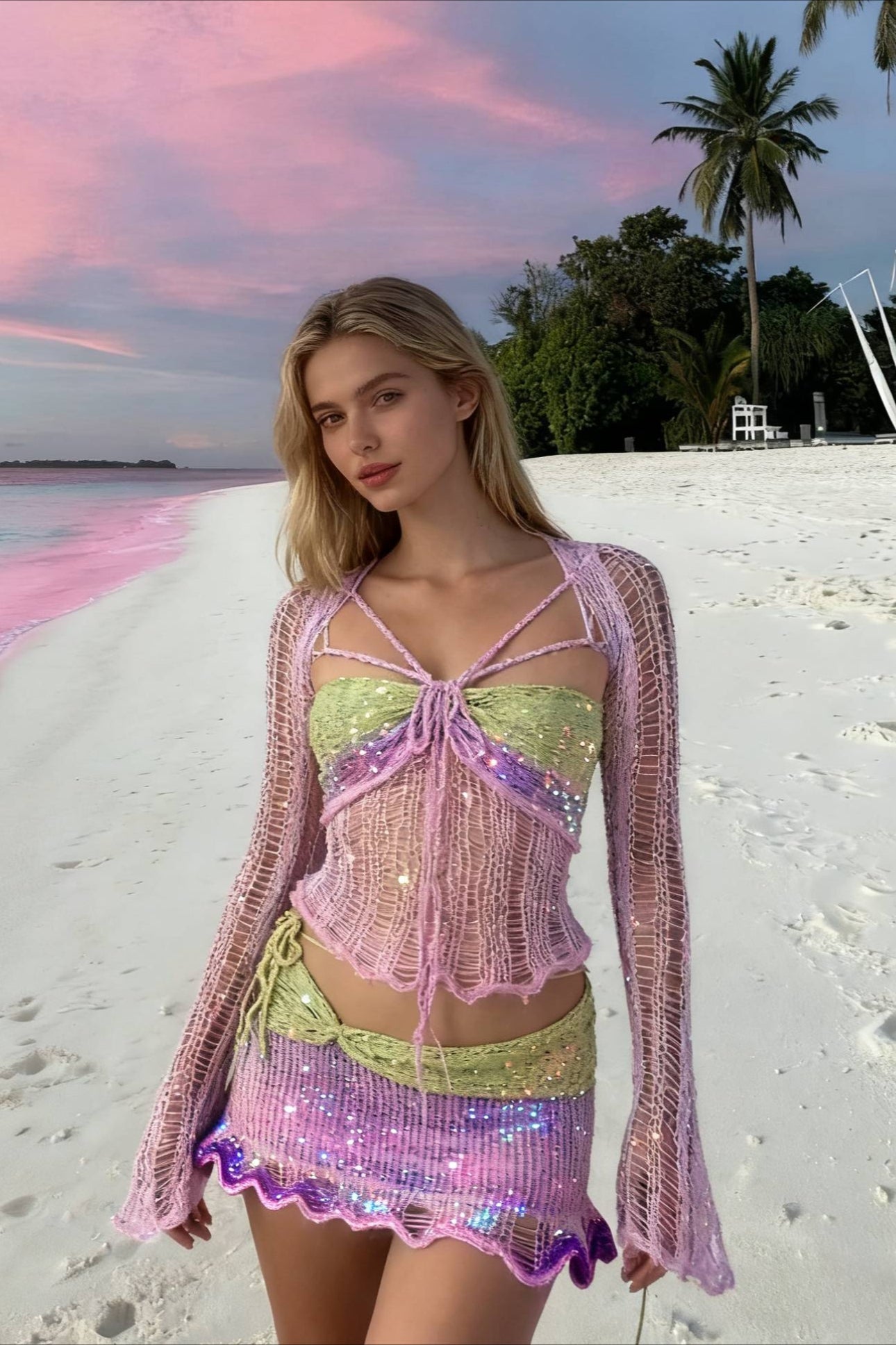 Beaded Sweater Maxi Dress