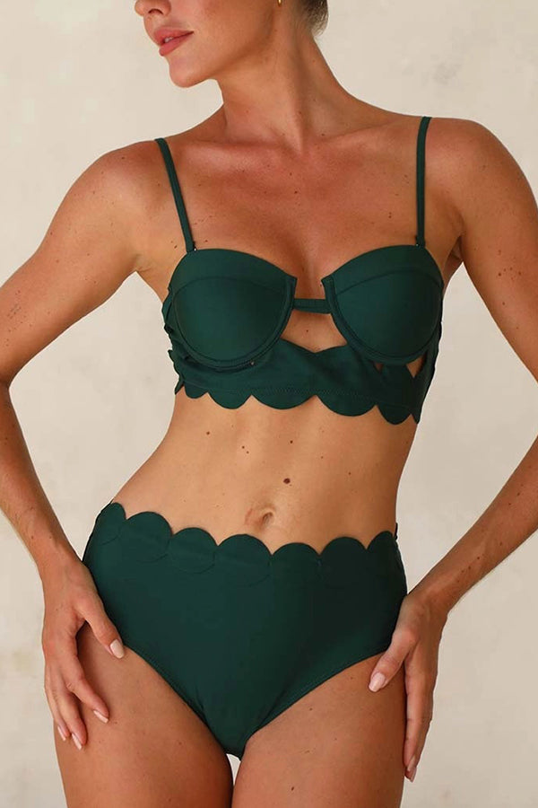 Sexy Sling Cutout High-waisted Stretch Bikini Swimsuit