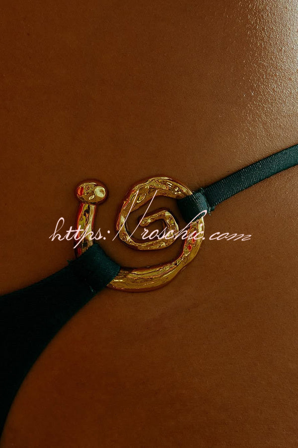 Sexy Halterneck Lace-up Metallic Stretch Two-piece Bikini Swimsuit