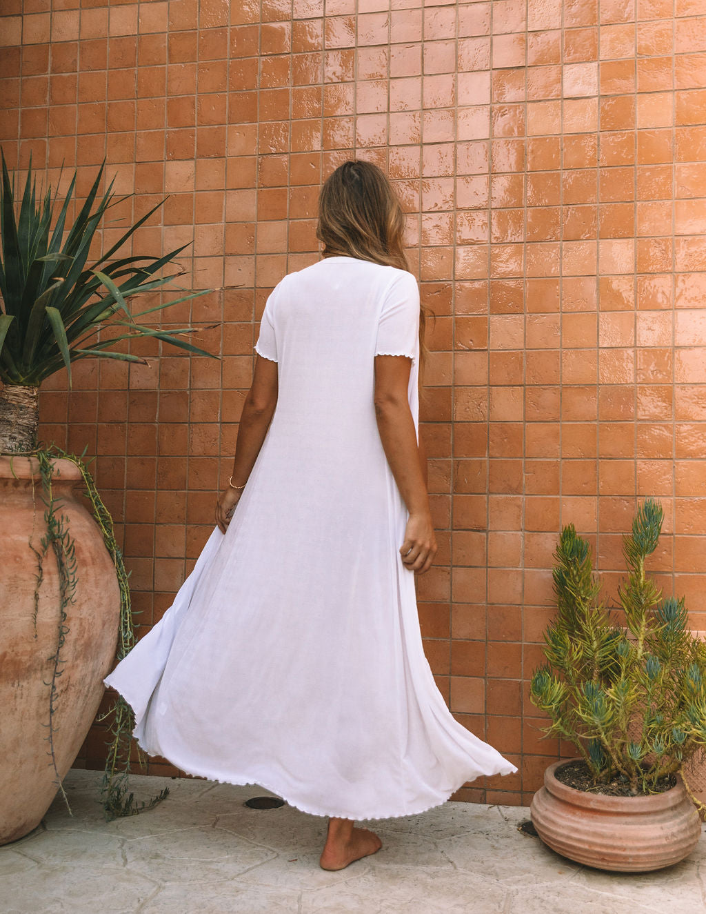 Hot Springs Button Down Knit Maxi Dress - White - FINAL SALE - Fashionpara