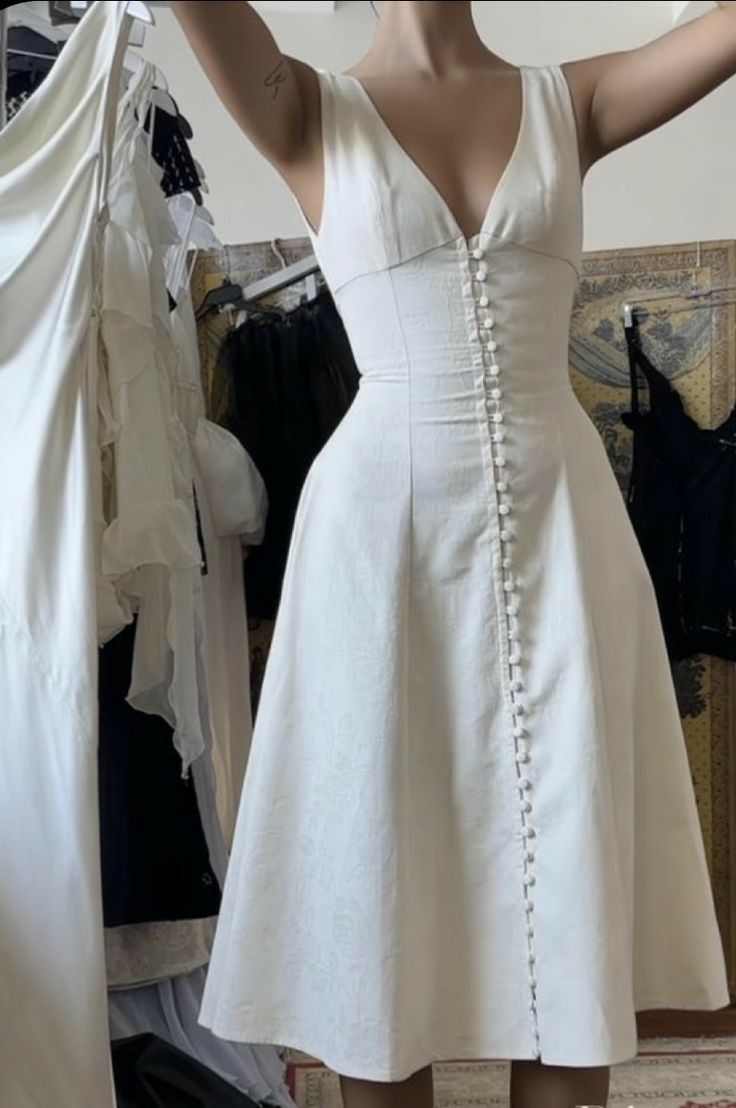 Elegant A line Prom Dress V Neck White Evening Dress fg7271