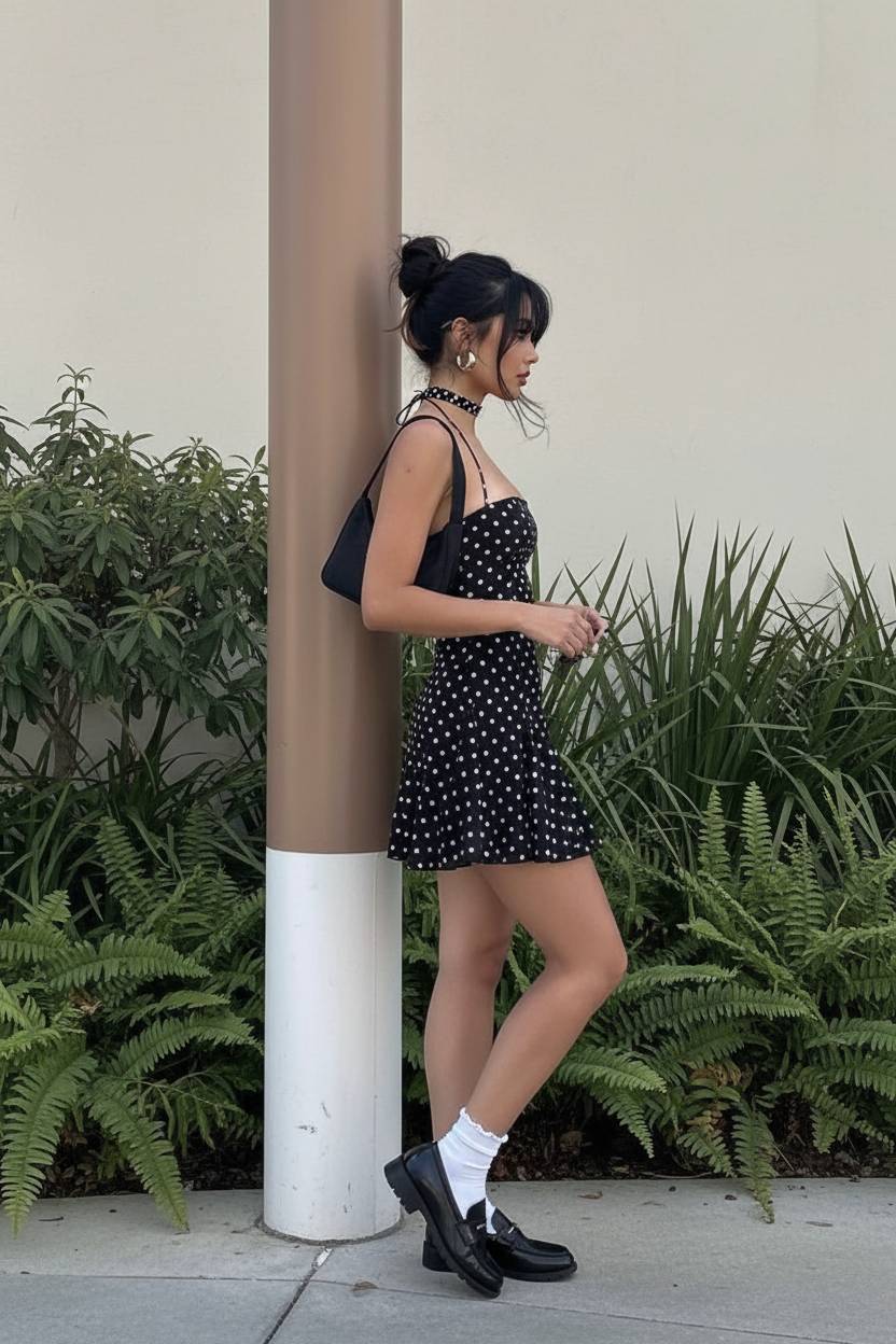 Polka Dot Halter Neck Backless Bodycon Mini Dress