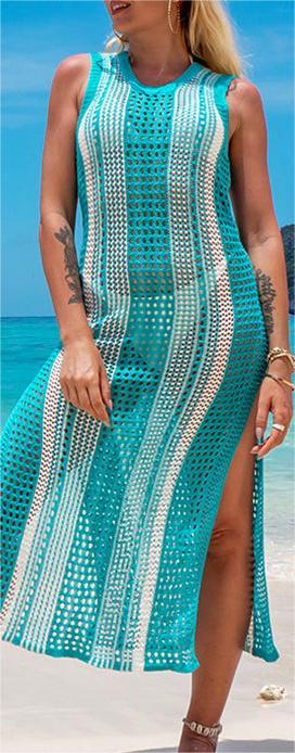 Vest-Style Knitted Dress Sexy Hollow Out Cutout Beach Dress Seaside Vacation Bikini Jacket Swimsuit Sun Protection Clothing