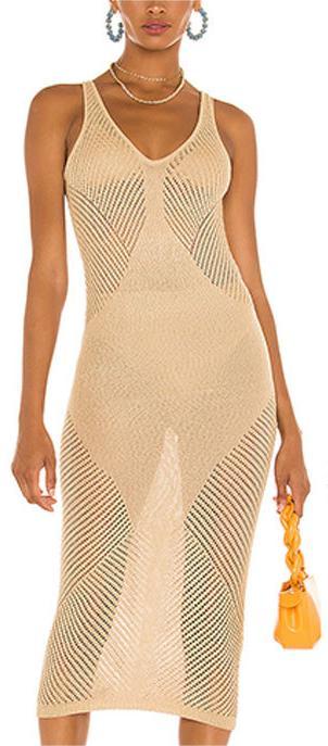 Vest-Style Knitted Dress Sexy Hollow Out Cutout Beach Dress Seaside Vacation Bikini Jacket Swimsuit Sun Protection Clothing