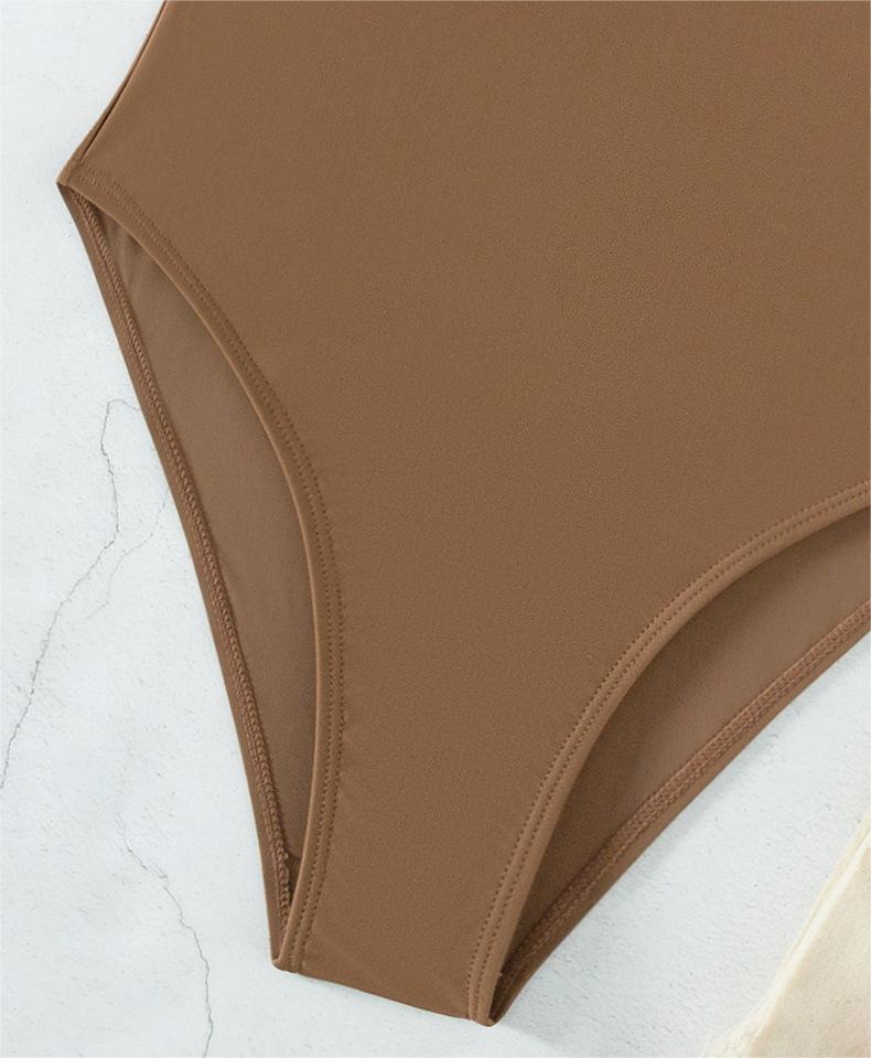 Swimsuit Women Solid Color Chain Shoulder Strap Retro Swimsuit One Piece Swimsuit