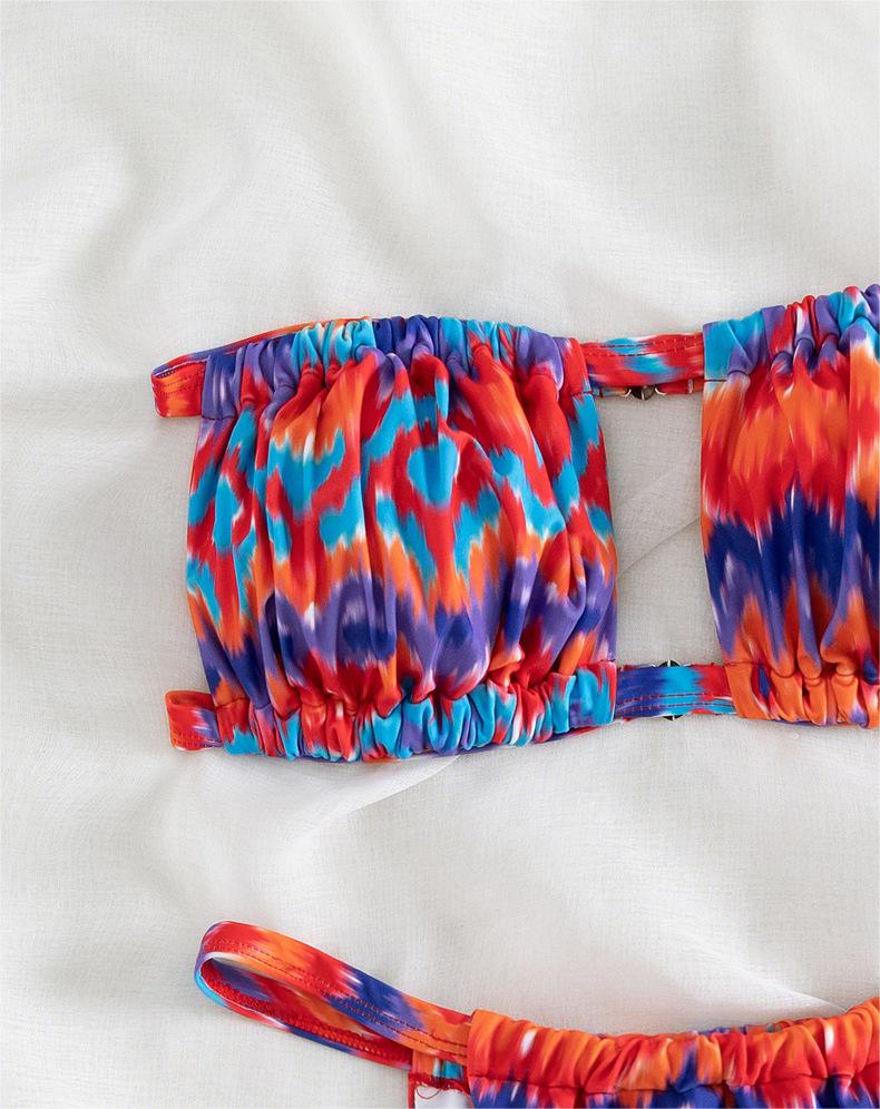 Bikini Swimsuit Sexy Tube Top Printed Three Point Bikini Swimsuit