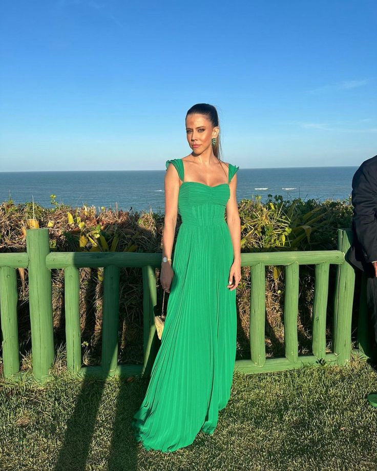 Simple Women Evening dress Green fashion A-line party dress fg6854