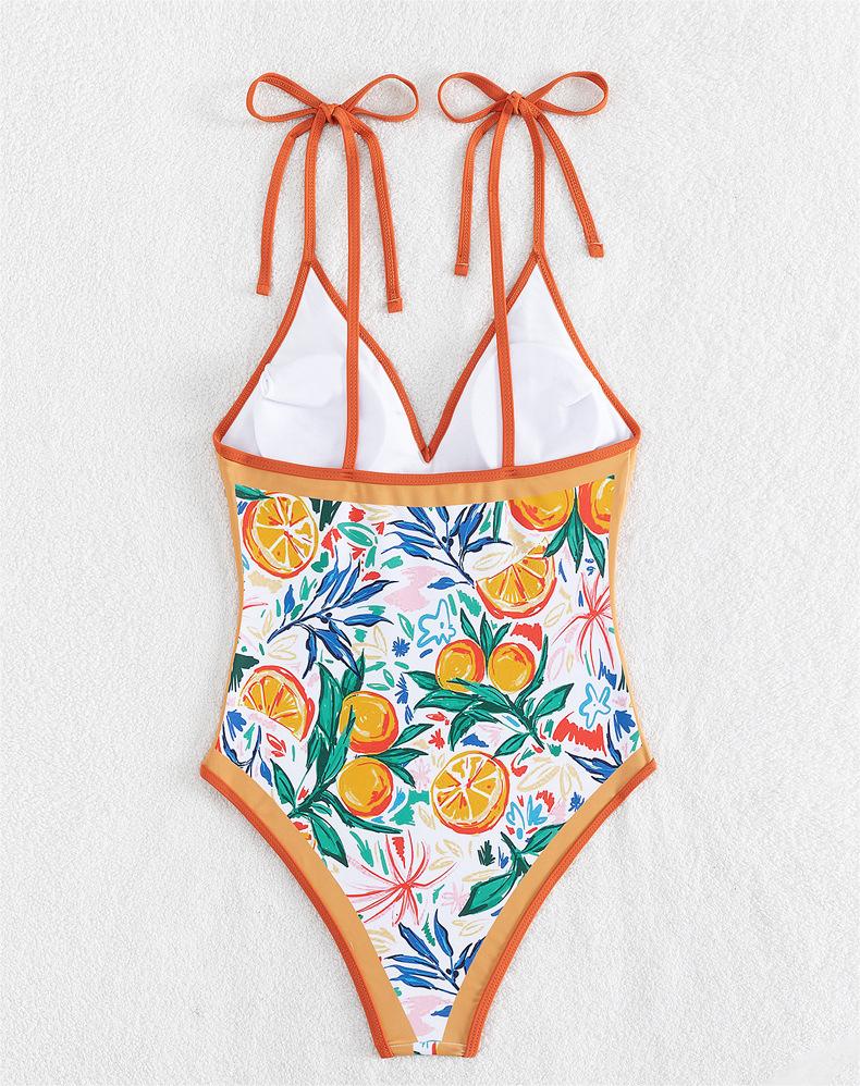 One Piece Swimsuit Sexy Suspenders Backless One Piece Printing Swimsuit Swimsuit