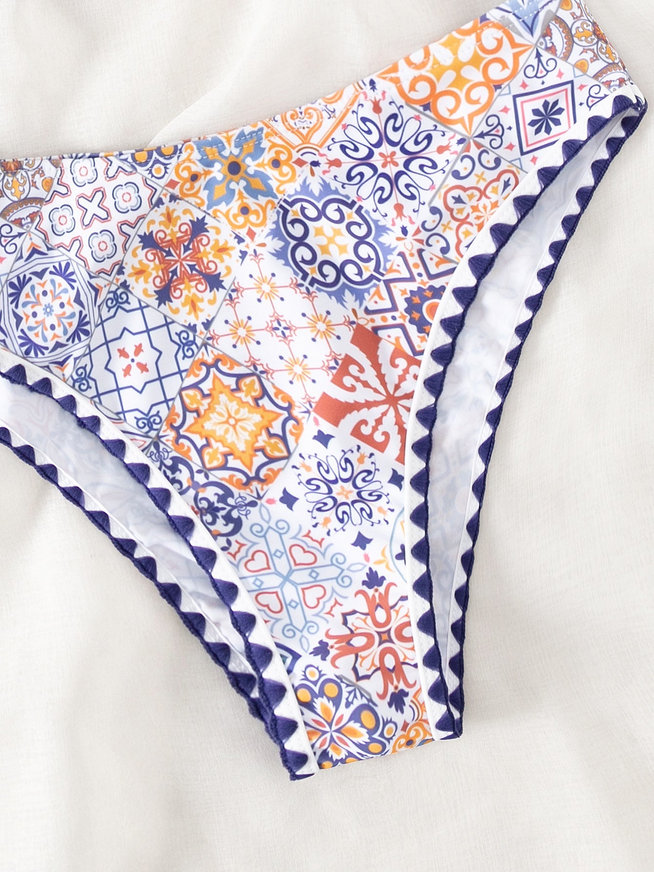 Bikini Sexy Bikini High Waist Print Crocheted Split Swimsuit Women Swimsuit