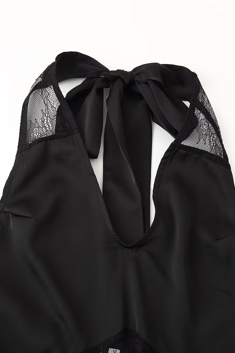 Women Dress Sexy Voile Stitched Backless Maxi Dress