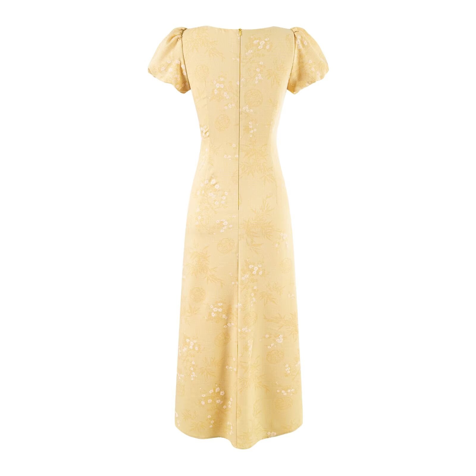 Summer French Gentle Elegant Jacquard Drawstring Waist Controlled Slimming Maxi Dress