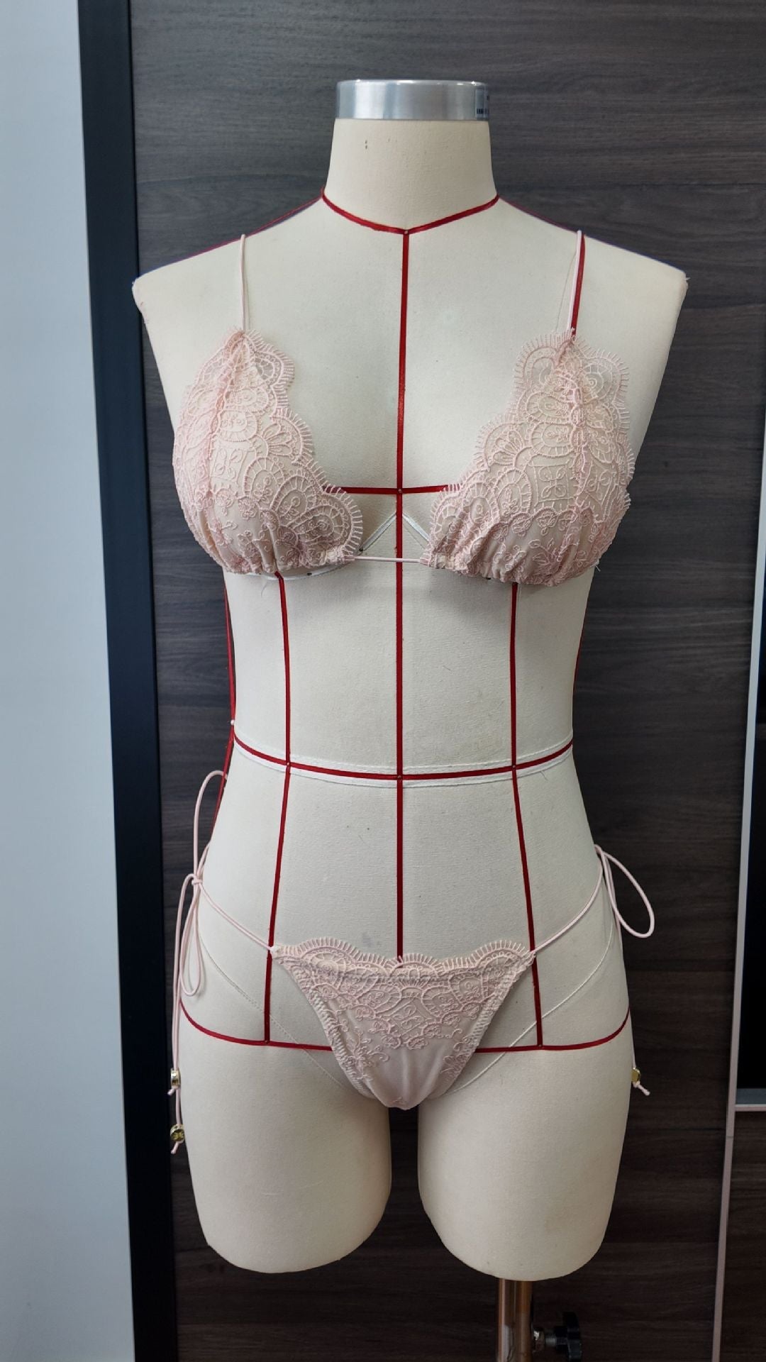 Lace up Lace Sexy Bikini Lace Two Tone Split Swimsuit Women