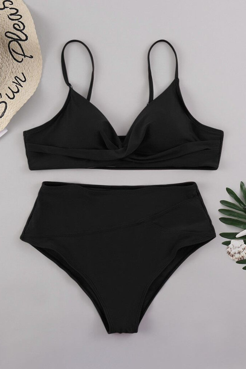 V Neck High-waisted Bikini Set