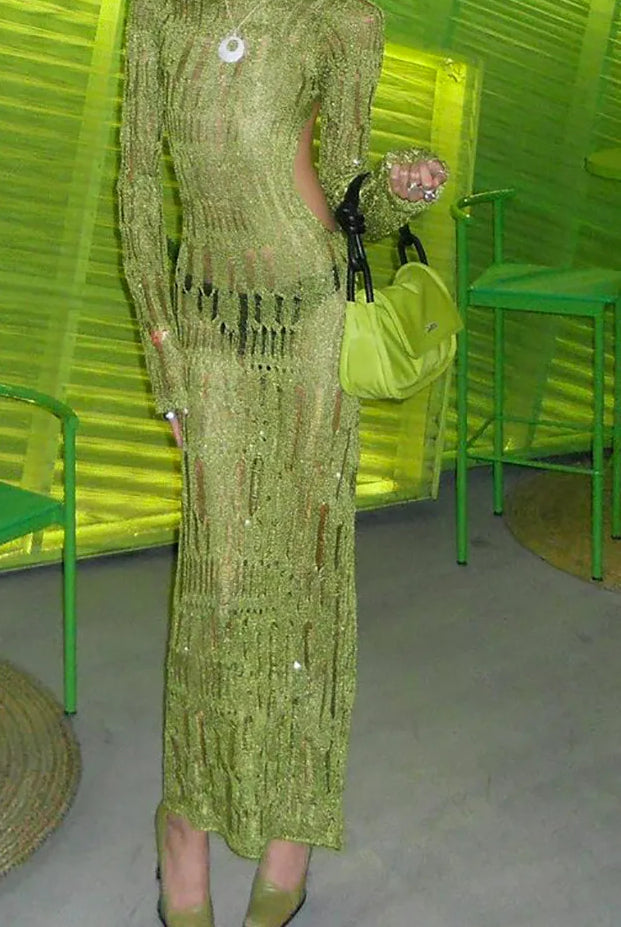 Knitted Cutout See Through Maxi Dress
