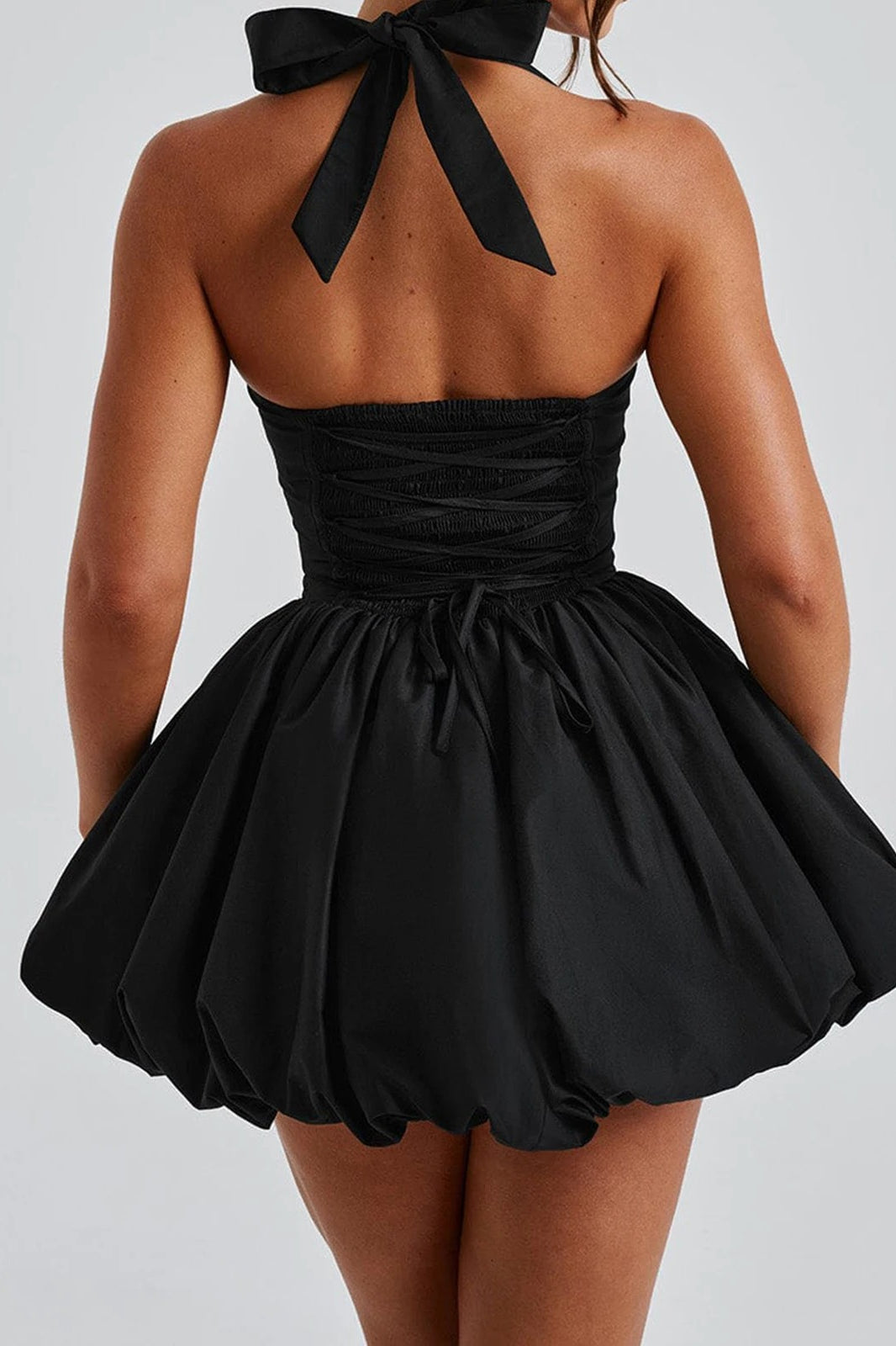 Sleeveless Halter Bubble Mini Dress