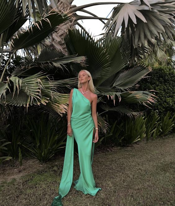 Simple One Shoulder Long Evening Prom Dresses fg6814