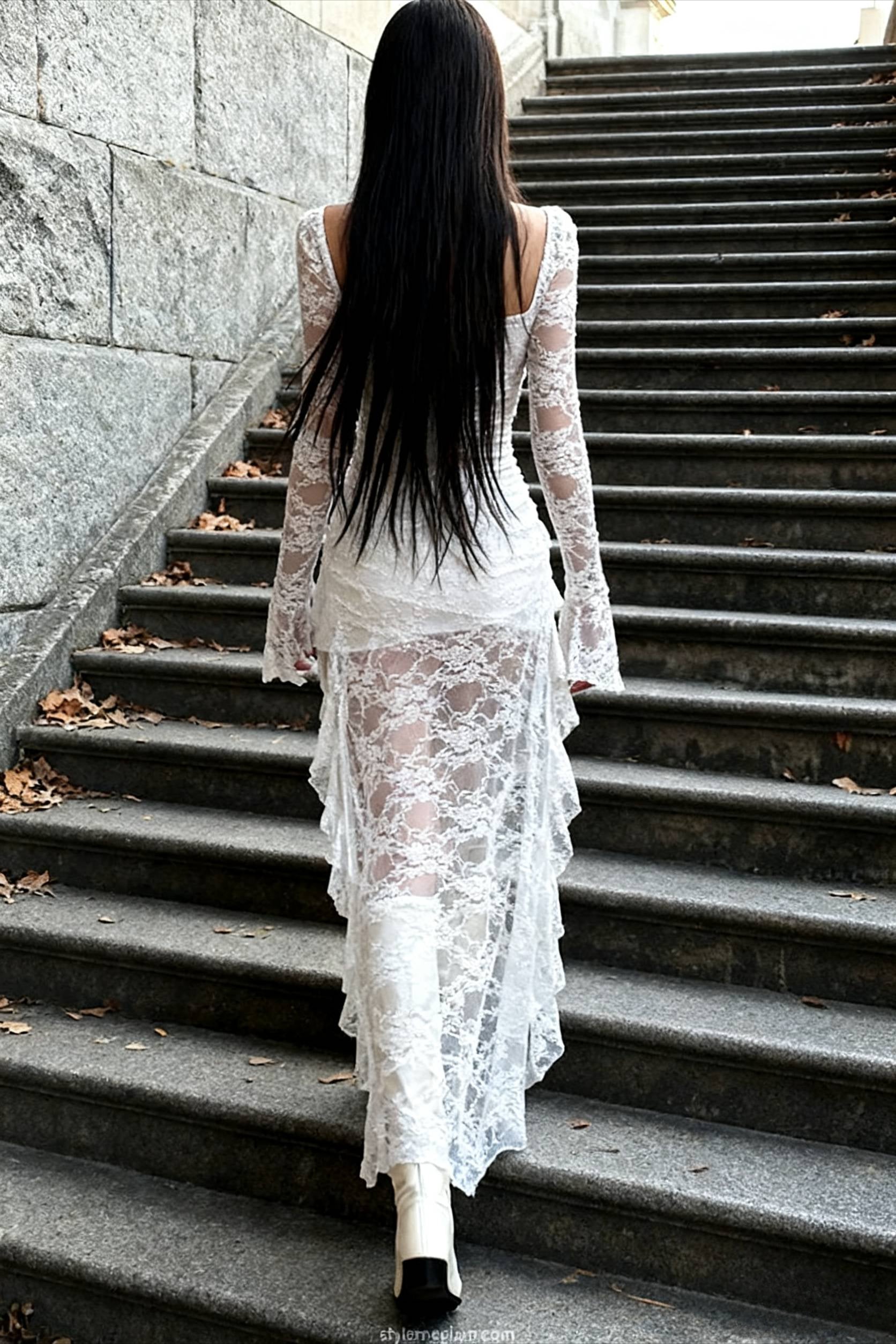 Goth Lace Mullet Mini Dress