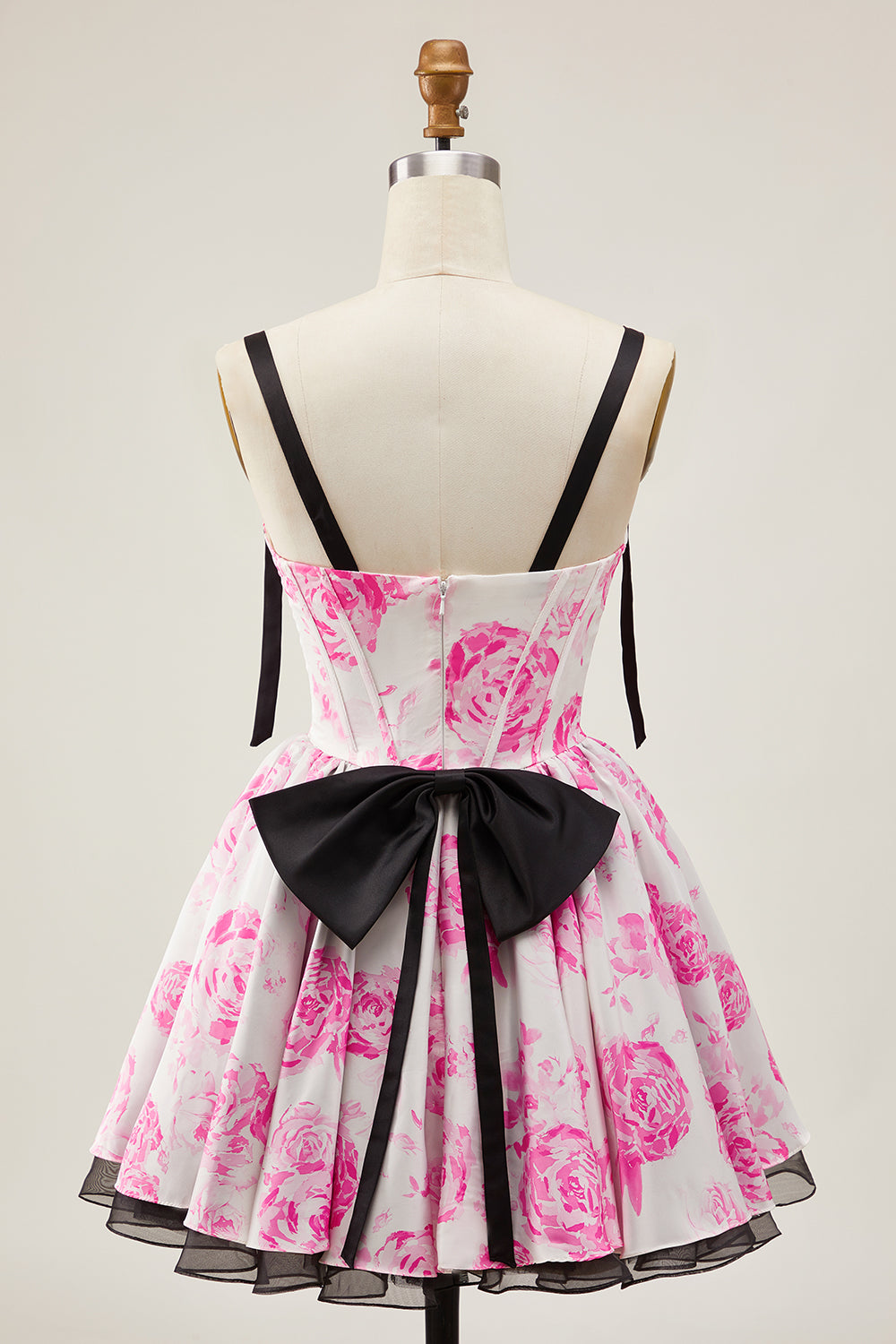 Floral White Blue Corset A Line Short Homecoming Dress