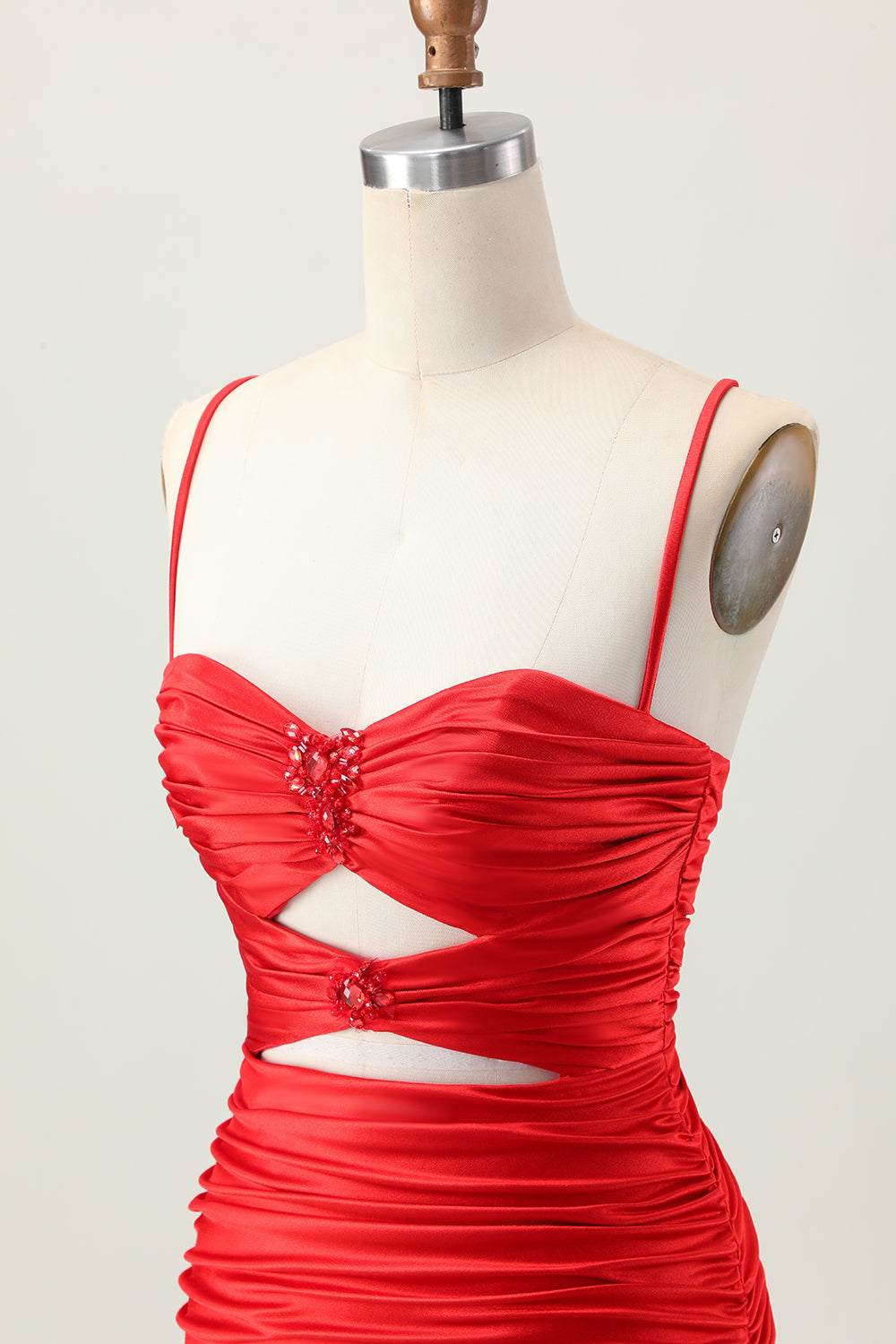 Black Spaghetti Straps Ruched Tight Short Cut Out Homecoming Dress