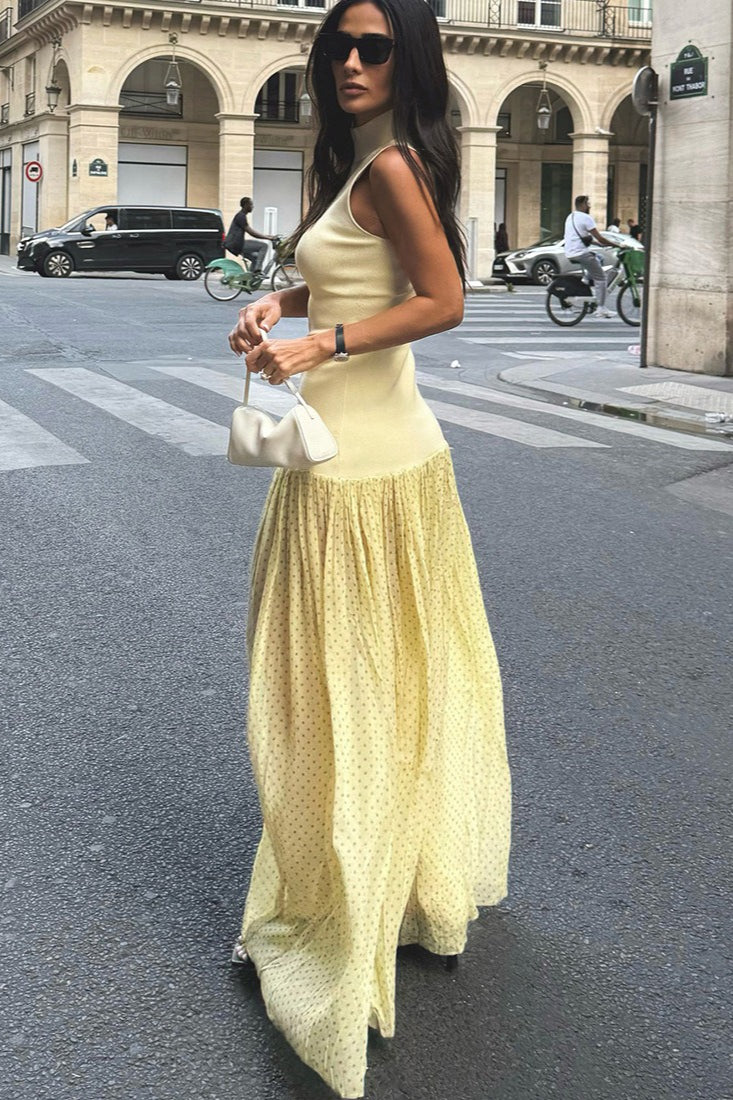 Polka Dot Patchwork Maxi Dress