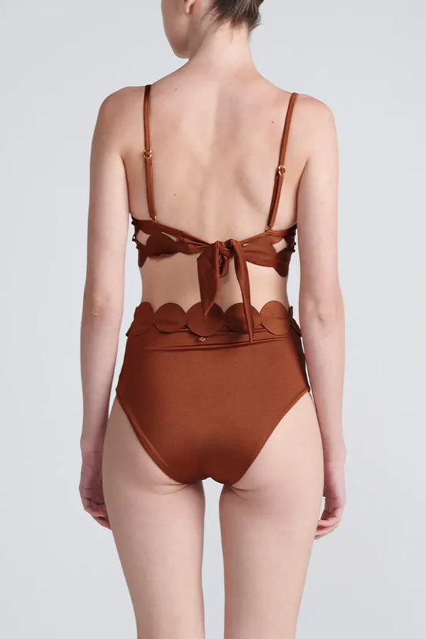 Sexy Sling Cutout High-waisted Stretch Bikini Swimsuit