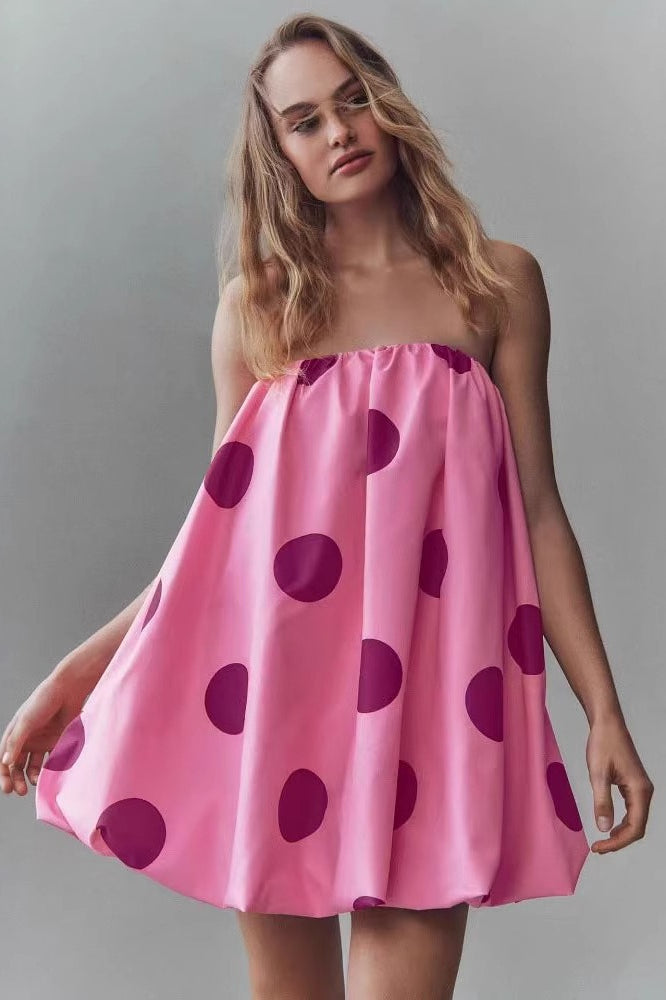 Sexy Polka Dot Strapless Bodycon Mini Dress