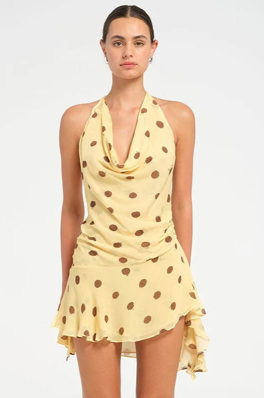 Polka Dot Halter Mini Dress