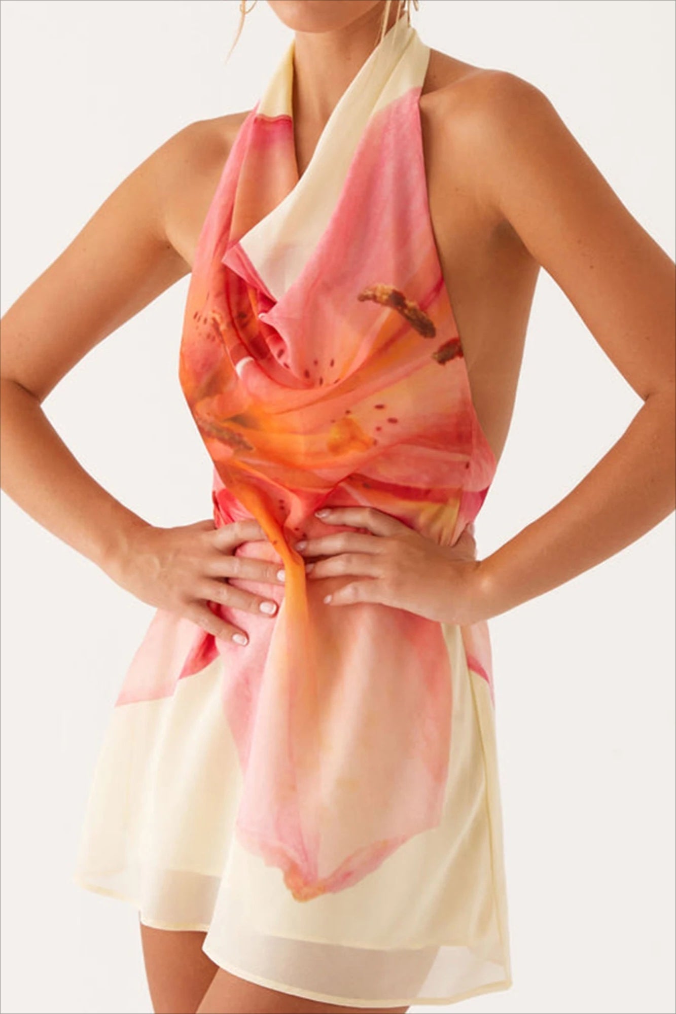 Floral Halter Neck Mini Dress