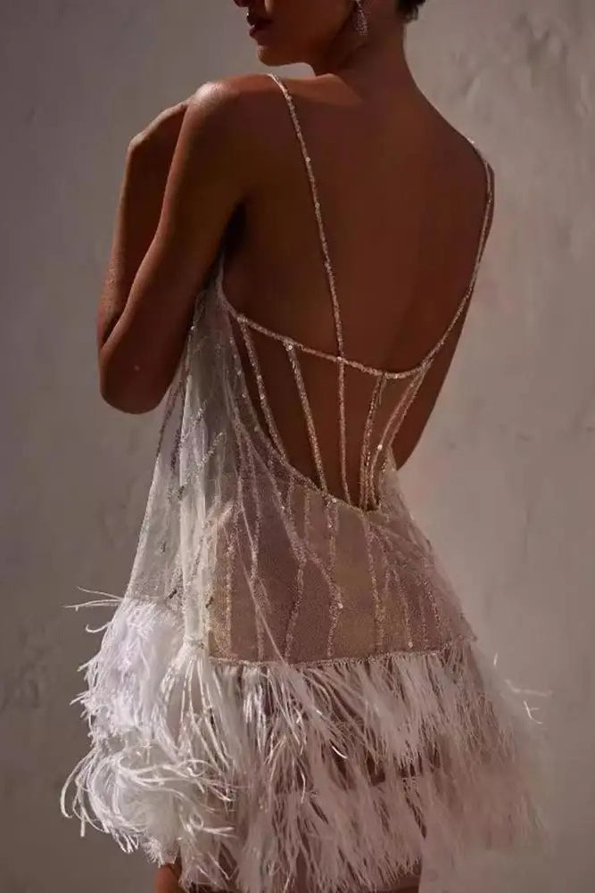 Elegant Fringed Slip Mini Dress
