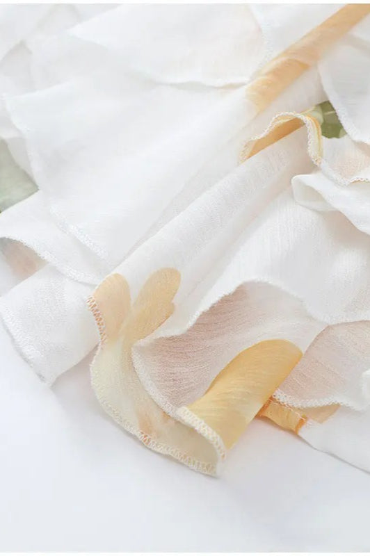 Printed Scarf Collar Mini Dress