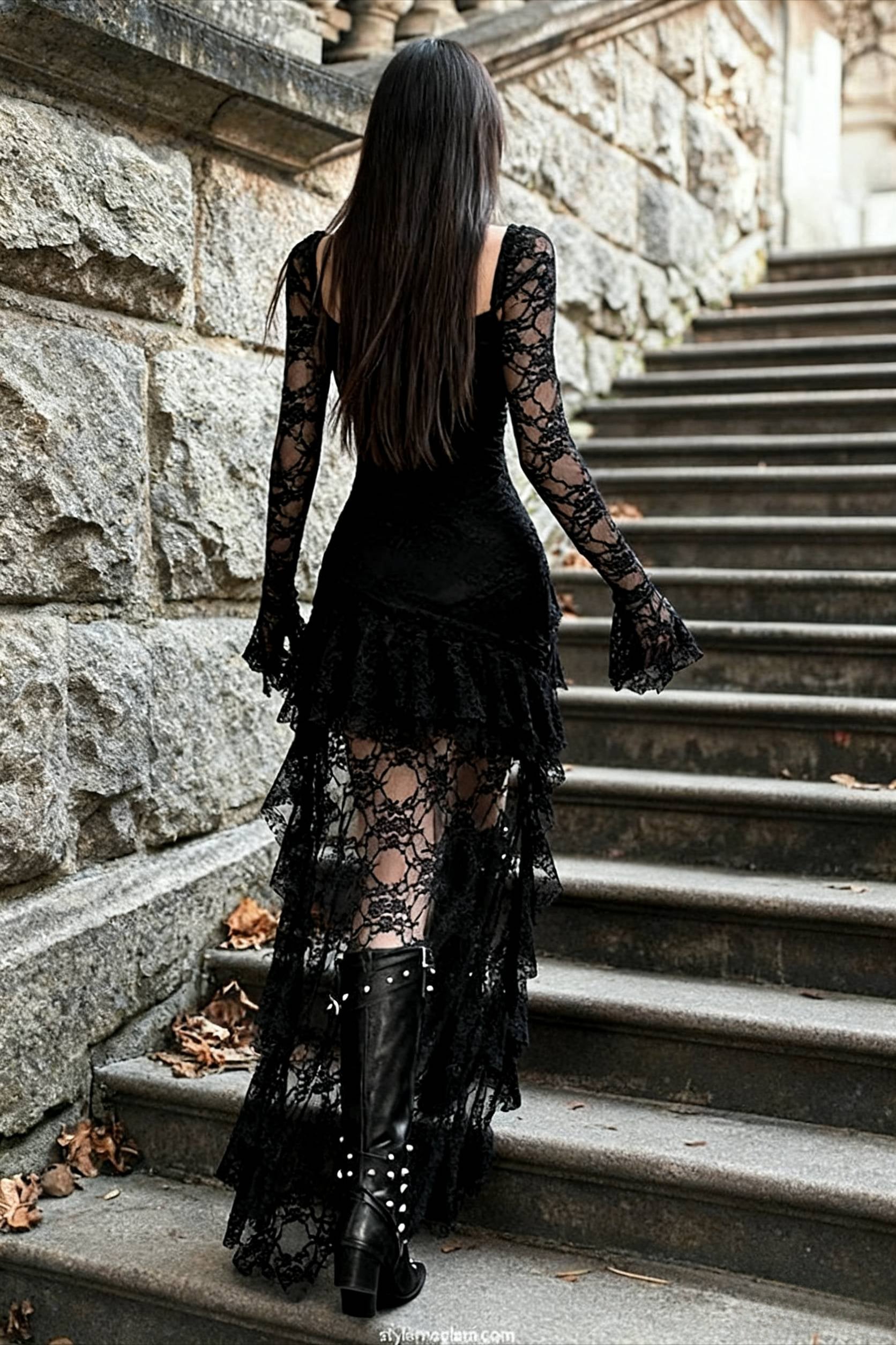 Goth Lace Mullet Mini Dress