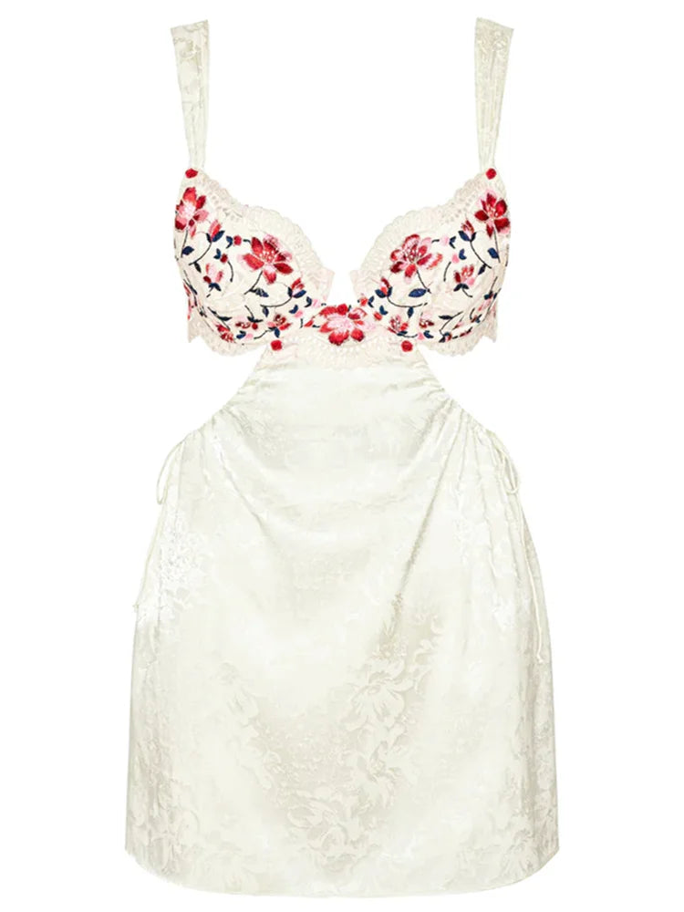 Y2K Floral Sexy Print Backless Bodycon Mini Dresses