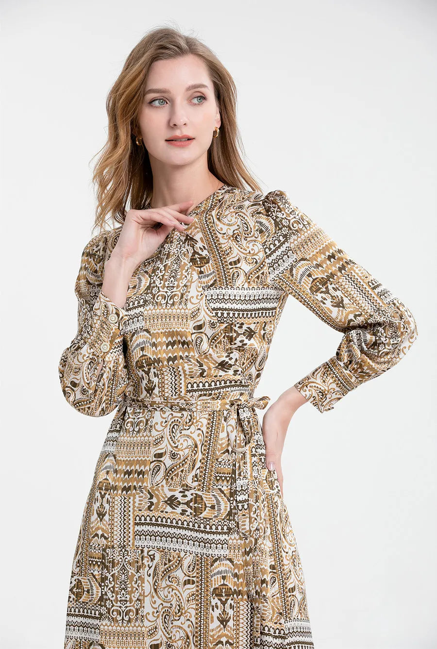 2024 Summer Clearance Sale Printed Acetate Satin Fabric Long Dress Maxi Dress