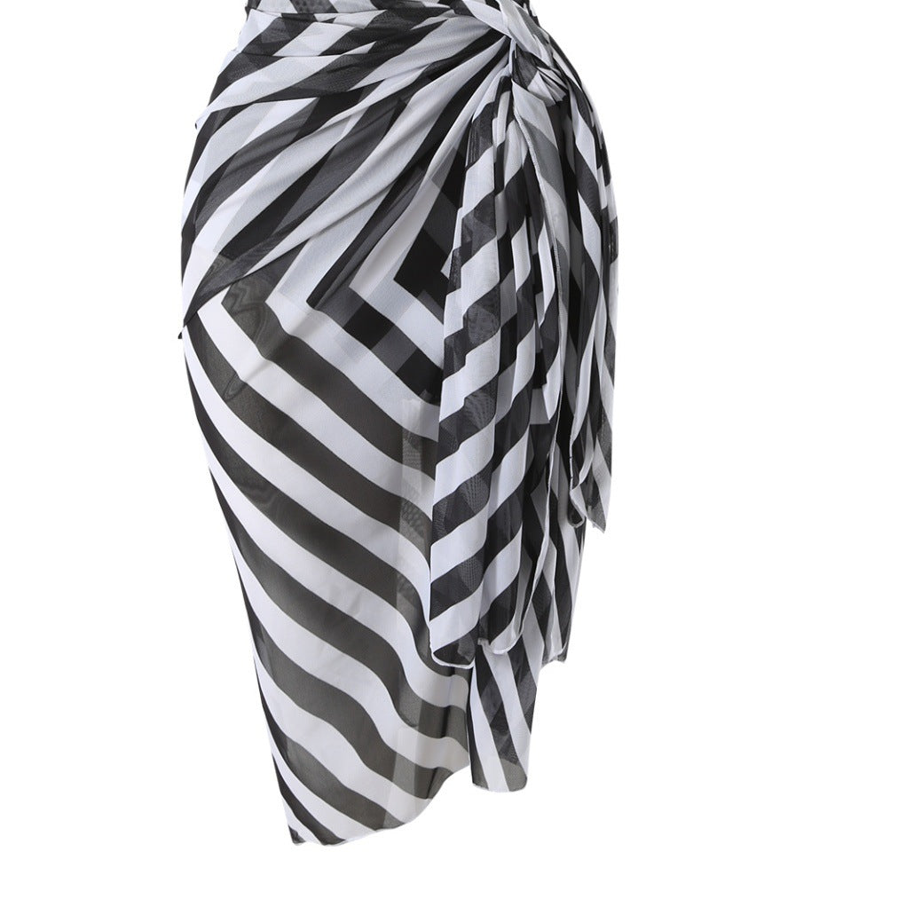 Bikini Swimsuit Geometric Abstract Printed Steel Bracket Push up Swimsuit