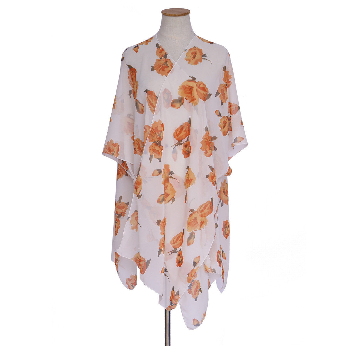 Spring Summer Floral Print Sun Protection Sun Shade Blouse Mid Length Kimono Cardigan