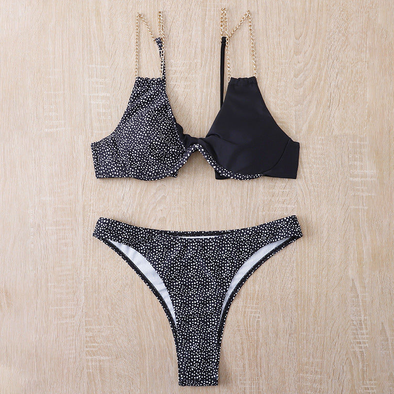 Metal Chain Bikini Women Swimsuit Split Two Piece Set Swimsuit Sexy Bikini