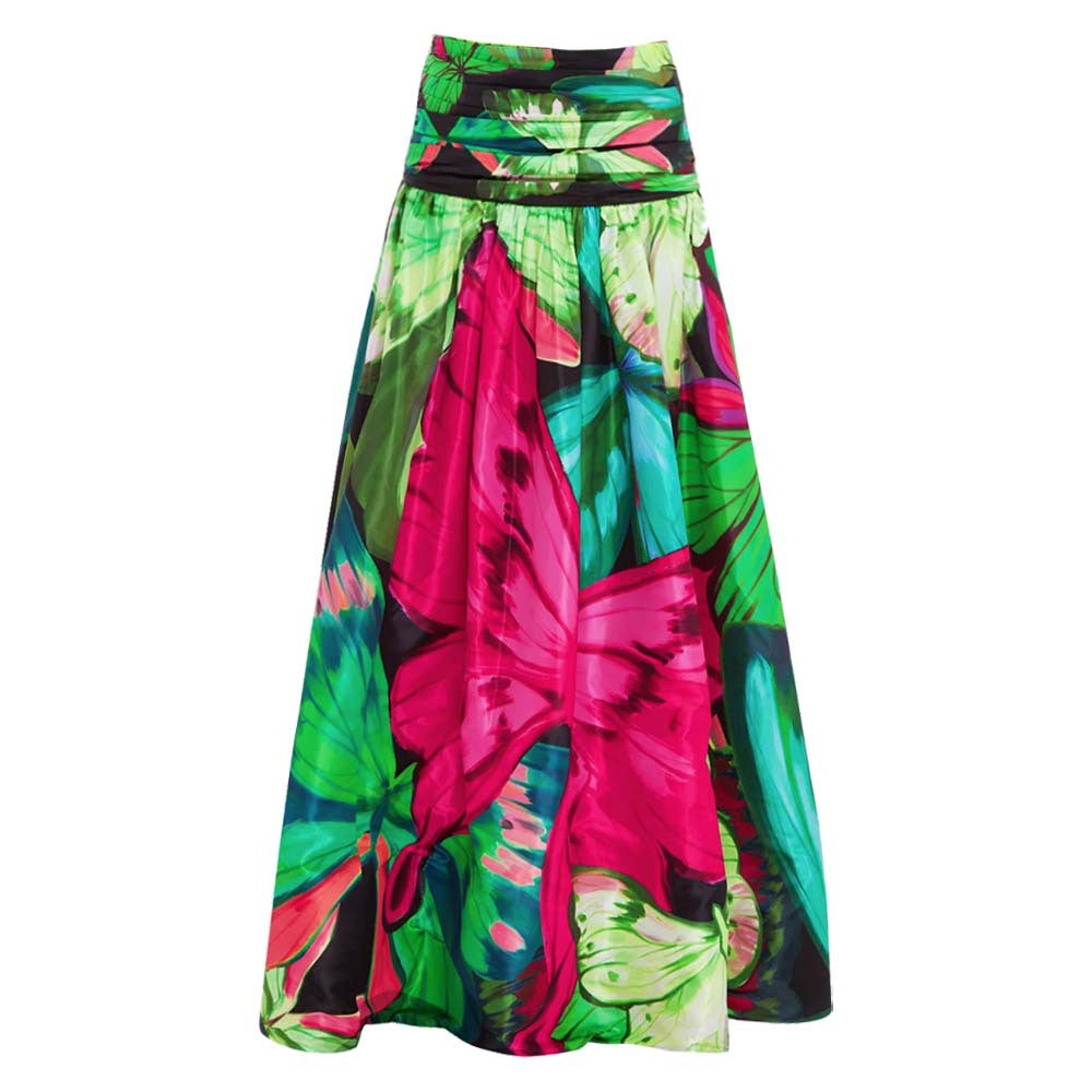 Butterfly Print One Piece Swimsuit Women Umbrella Skirt Sets