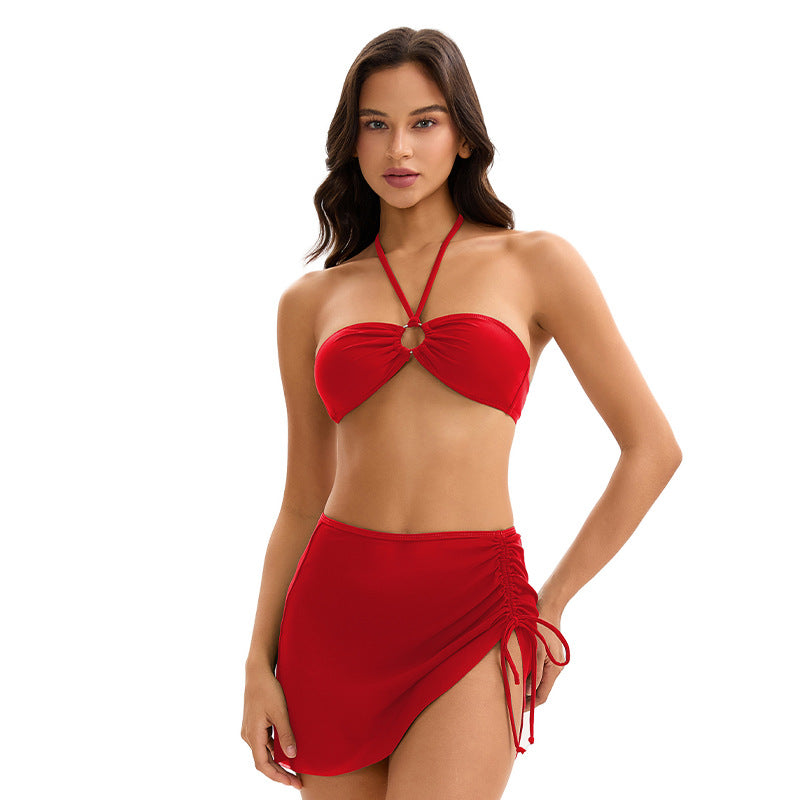 Bikini Three Piece Swimsuit Sexy Backless Triangle Split Swimsuit