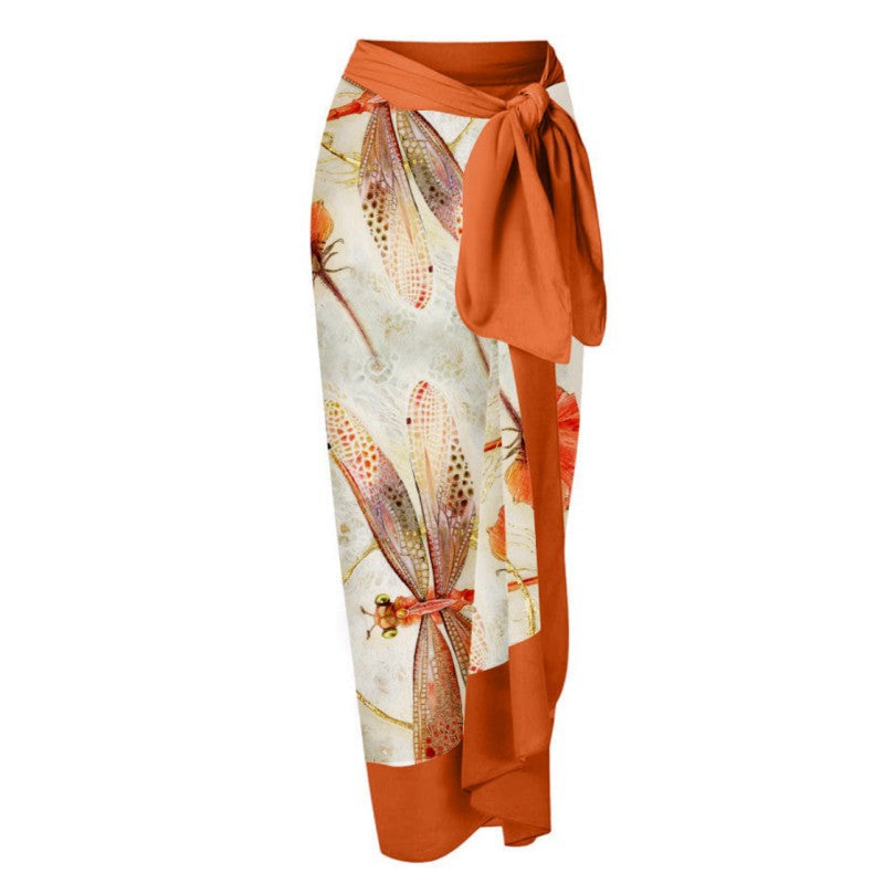 Women One Piece Swimming Sexy Print Two Piece Skirt Popular Swimsuit Bikini