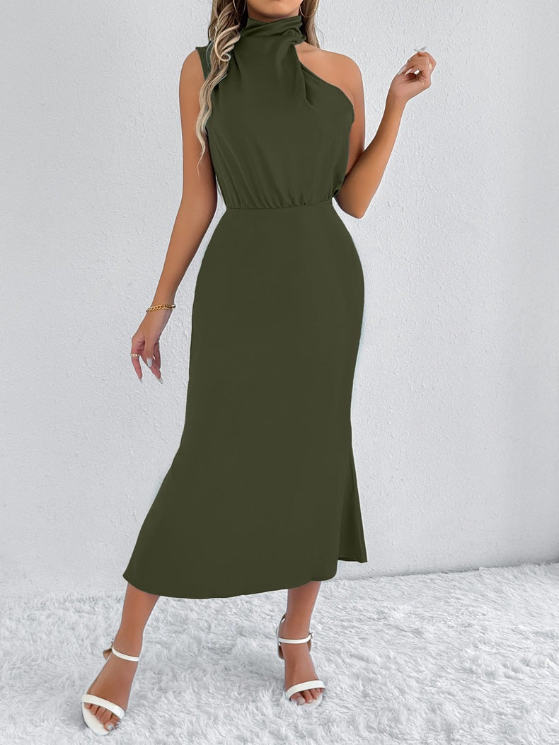 Women Clothing Summer Satin Dress Women High Grade Satin Maxi Dress