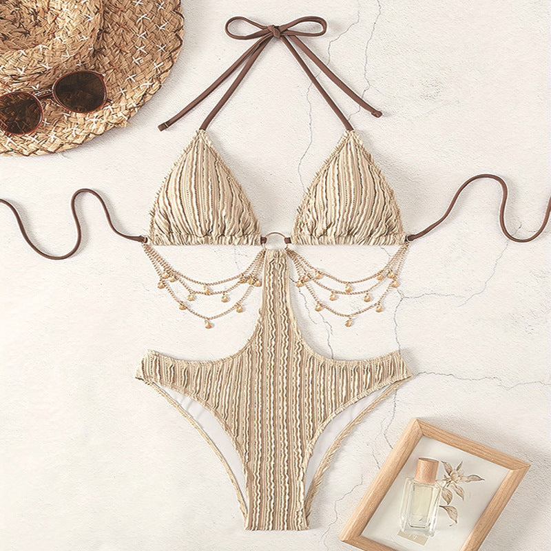 Lace up Sexy Cutout Bikini One Piece Swimsuit Women Sexy Beach Spring Swimsuit