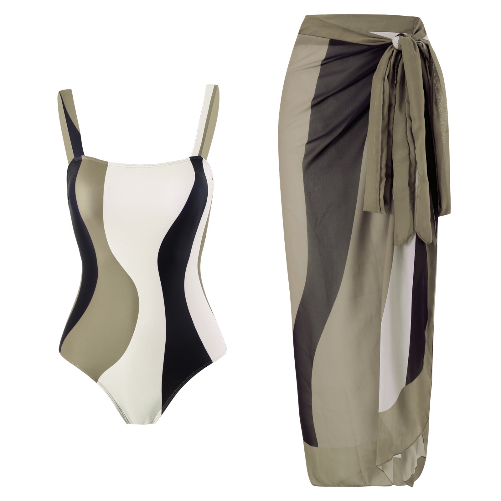 One Piece Triangle Swimsuit Sexy Swimsuit Sexy Belt Wrap Skirt