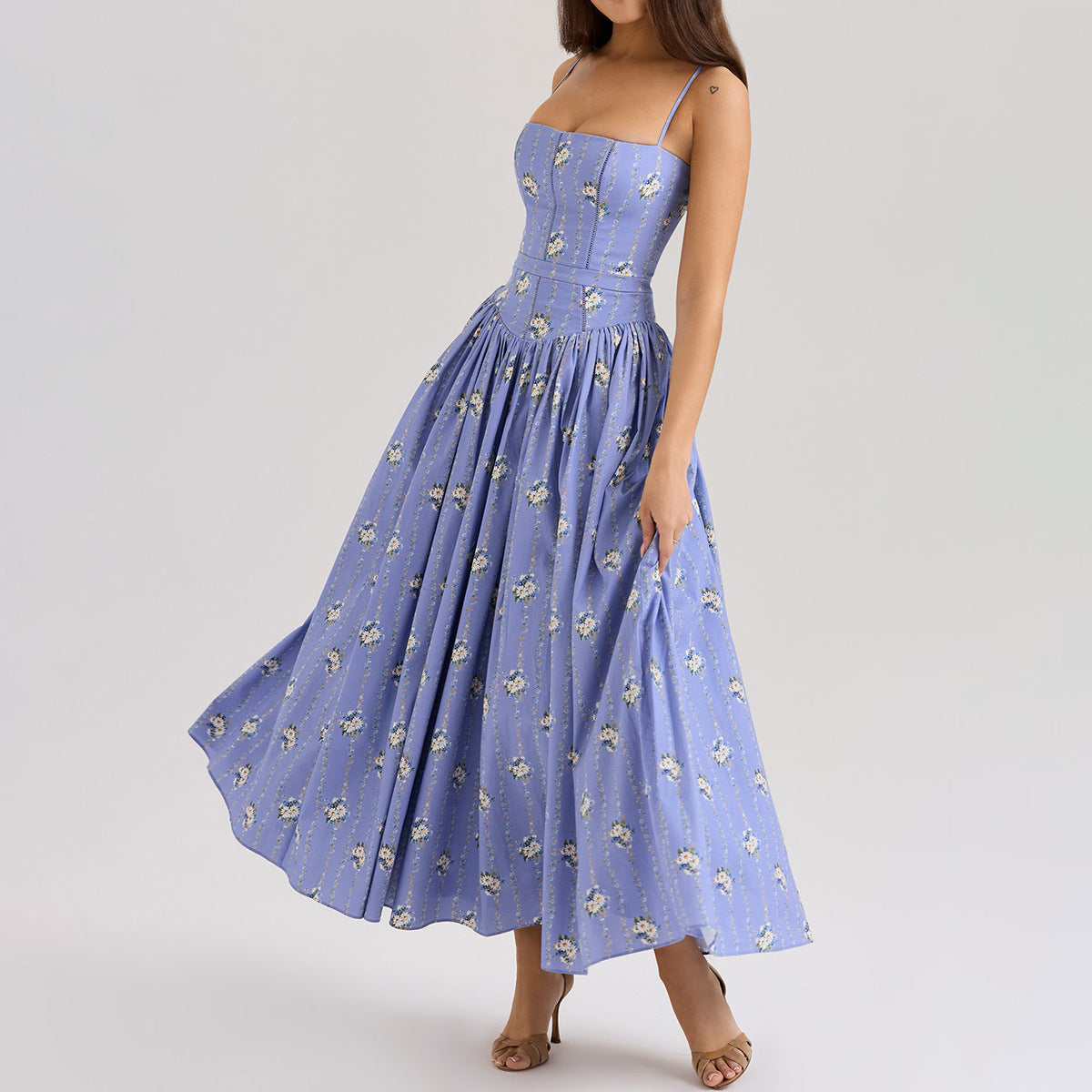 Sexy Printing Slip Dress Summer Slim Fit Backless Maxi Dress Elegant High Sense Summer Beautiful Dress