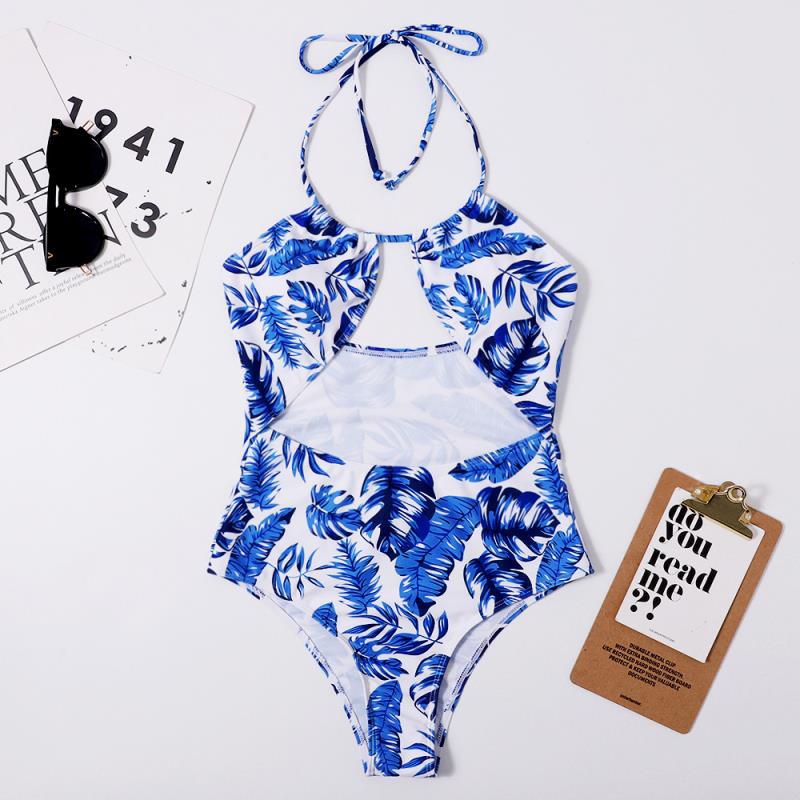 Printed Sexy Women Siamese Triangle Strap Bikini Beach Swimwear Swimsuit