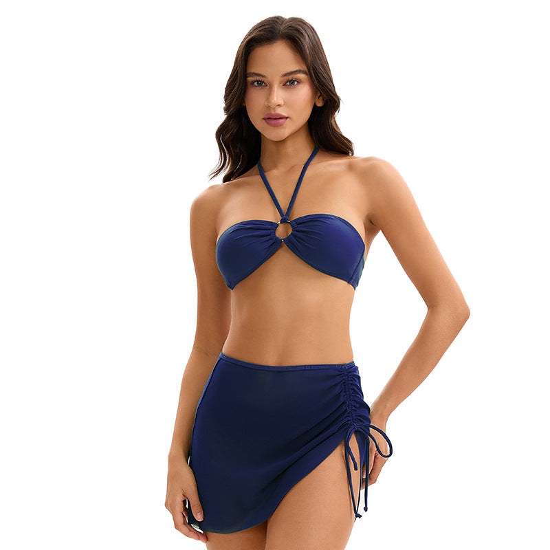 Bikini Three Piece Swimsuit Sexy Backless Triangle Split Swimsuit