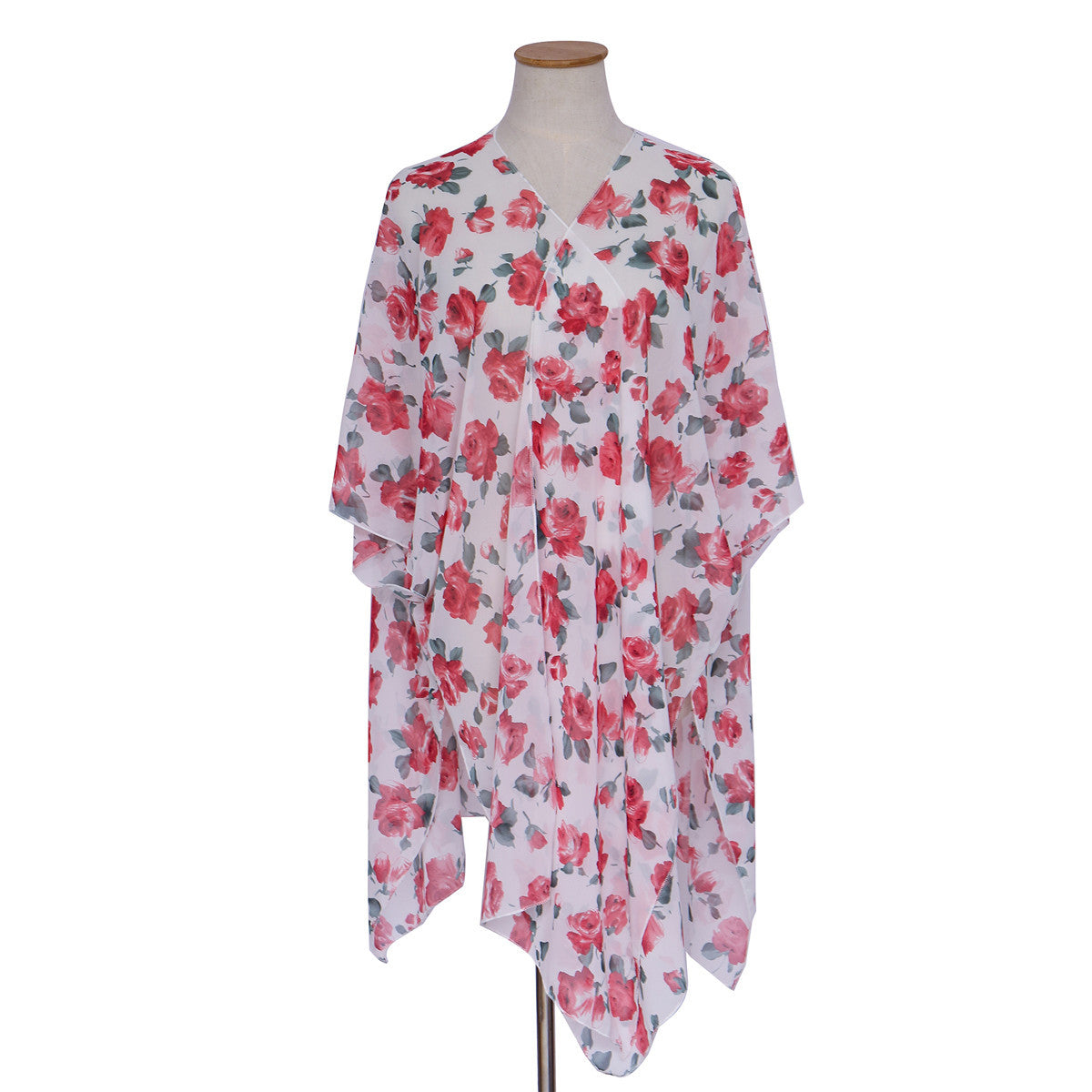 Spring Summer Floral Print Sun Protection Sun Shade Blouse Mid Length Kimono Cardigan