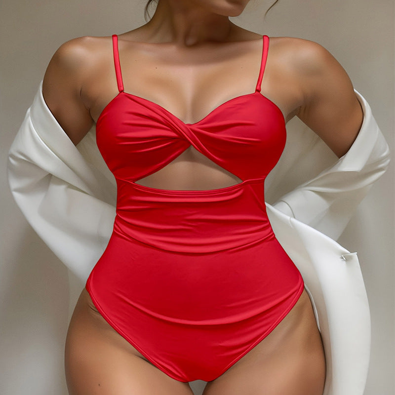 Sexy Spaghetti Straps One Piece Swimsuit Women High Grade Bikini Beach Spring Swimsuit