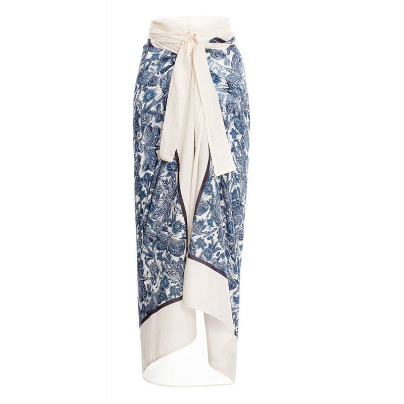 Flying Edge One Piece Women Swimwear European, French Retro Cover Belly Slimming Swimsuit Chiffon Beach Dress